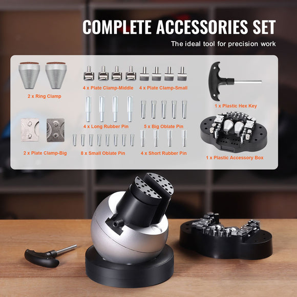 Engraving Block 5 inch Ball Vise Setting Jewelry Ball Vise Engraving with 34PCS Attachment and Rubber Base