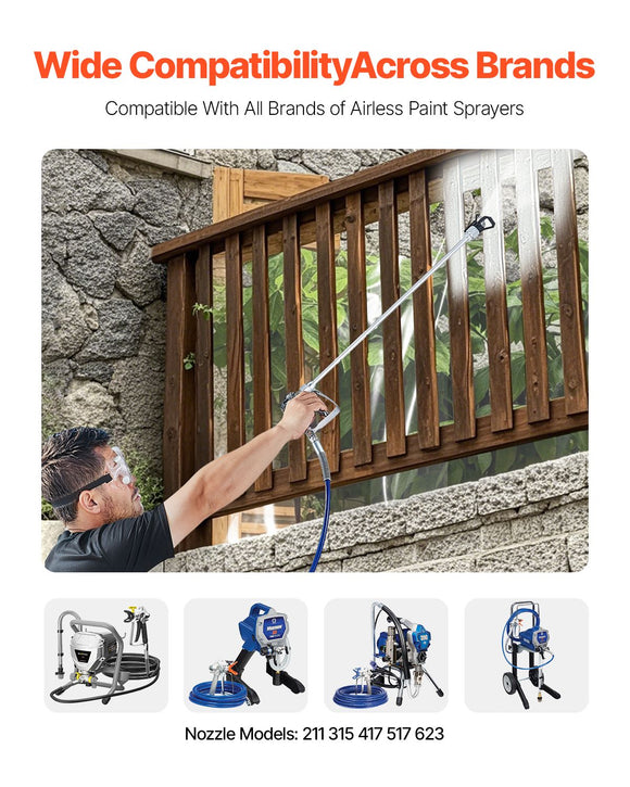 Airless Paint Spray Gun and Hose Kit 3600PSI with Extension Rods Filters