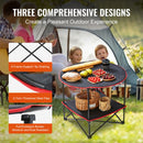 Folding Camping Table, Outdoor Portable Side Tables, Lightweight Fold Up Table, 600D Oxford Fabric & Steel Ultra Compact Work Table with Large Storage & Carry Bag, For Beach Picnic, 28.3"x24"-3