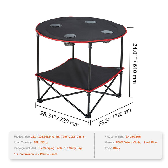 Folding Camping Table, Outdoor Portable Side Tables, Lightweight Fold Up Table, 600D Oxford Fabric & Steel Ultra Compact Work Table with Large Storage & Carry Bag, For Beach Picnic, 28.3"x24"