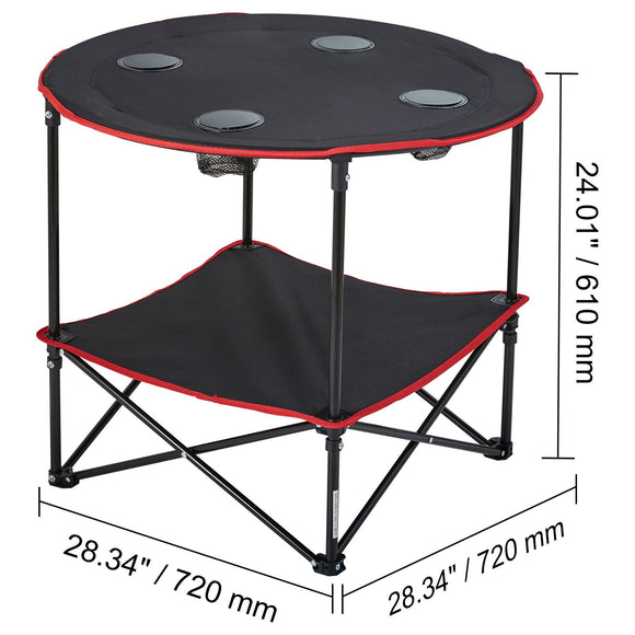 Folding Camping Table, Outdoor Portable Side Tables, Lightweight Fold Up Table, 600D Oxford Fabric & Steel Ultra Compact Work Table with Large Storage & Carry Bag, For Beach Picnic, 28.3"x24"