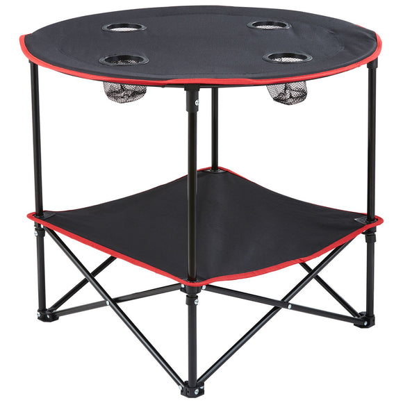 Folding Camping Table, Outdoor Portable Side Tables, Lightweight Fold Up Table, 600D Oxford Fabric & Steel Ultra Compact Work Table with Large Storage & Carry Bag, For Beach Picnic, 28.3"x24"