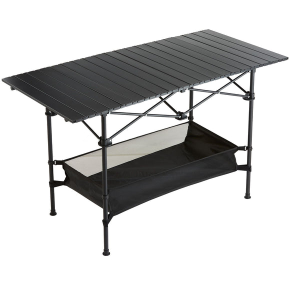 Folding Camping Table, Outdoor Portable Side Tables, Lightweight Fold Up Table, Aluminum & Steel Ultra Compact Work Table with Large Storage and Carry Bag, For Beach, Picnic, Travel, 24x16 inch
