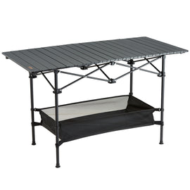 VEVOR Folding Camping Table, Outdoor Portable Side Tables, Lightweight Fold Up Table, Aluminum & Steel Ultra Compact Work Table with Large Storage and Carry Bag, For Beach, Picnic, Travel, 24x16 inch