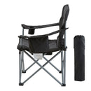 Camping Folding Chair for Adults, Portable Heavy Duty Outdoor Quad Lumbar Back Padded Arm Chairs with Side Pockets, Cup Holder and Cooler Bag for Beach, Lawn, Picnic, Fishing, Backpacking, Black-1