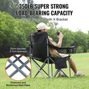 Camping Folding Chair for Adults, Portable Heavy Duty Outdoor Quad Lumbar Back Padded Arm Chairs with Side Pockets, Cup Holder and Cooler Bag for Beach, Lawn, Picnic, Fishing, Backpacking, Black-3