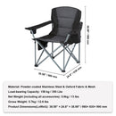 Camping Folding Chair for Adults, Portable Heavy Duty Outdoor Quad Lumbar Back Padded Arm Chairs with Side Pockets, Cup Holder and Cooler Bag for Beach, Lawn, Picnic, Fishing, Backpacking, Black-7