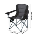 Camping Folding Chair for Adults, Portable Heavy Duty Outdoor Quad Lumbar Back Padded Arm Chairs with Side Pockets, Cup Holder and Cooler Bag for Beach, Lawn, Picnic, Fishing, Backpacking, Black-8