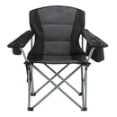 Camping Folding Chair for Adults, Portable Heavy Duty Outdoor Quad Lumbar Back Padded Arm Chairs with Side Pockets, Cup Holder and Cooler Bag for Beach, Lawn, Picnic, Fishing, Backpacking, Black-11