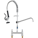 Commercial Faucet with Pre-Rinse Sprayer, 26" Height, 8" Center, 12" Swing Spout, Deck Mount Kitchen Sink Faucet, Brass Constructed Device with Pull Down Spray, for 1/2/3 Compartment Sink-10