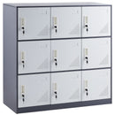 9 Doors Metal Storage Cabinet Employees Steel Storage Cabinet Office Gray-10