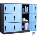 9 Doors Metal Storage Cabinet Employees Steel Storage Cabinet Office Black-9