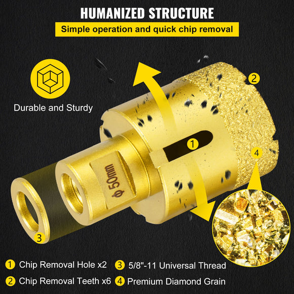 Diamond Drill Bits 4PCS Diamond Hole Saw 25/35/50/68mm Tile Hole Saw Kit Vacuum Brazed Diamond Drill Bit 0.59in/15mm Segment Tile Hole Saw w Storage Case for Tile Ceramic Porcelain Marble Stone