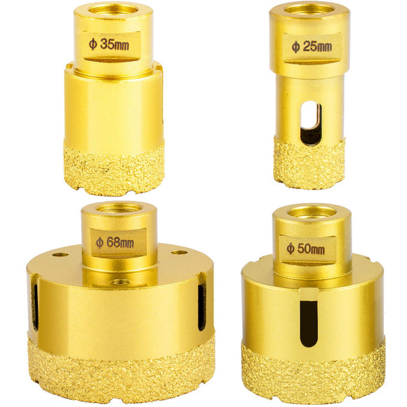Diamond Drill Bits 4PCS Diamond Hole Saw 25/35/50/68mm Tile Hole Saw Kit Vacuum Brazed Diamond Drill Bit 0.59in/15mm Segment Tile Hole Saw w Storage Case for Tile Ceramic Porcelain Marble Stone
