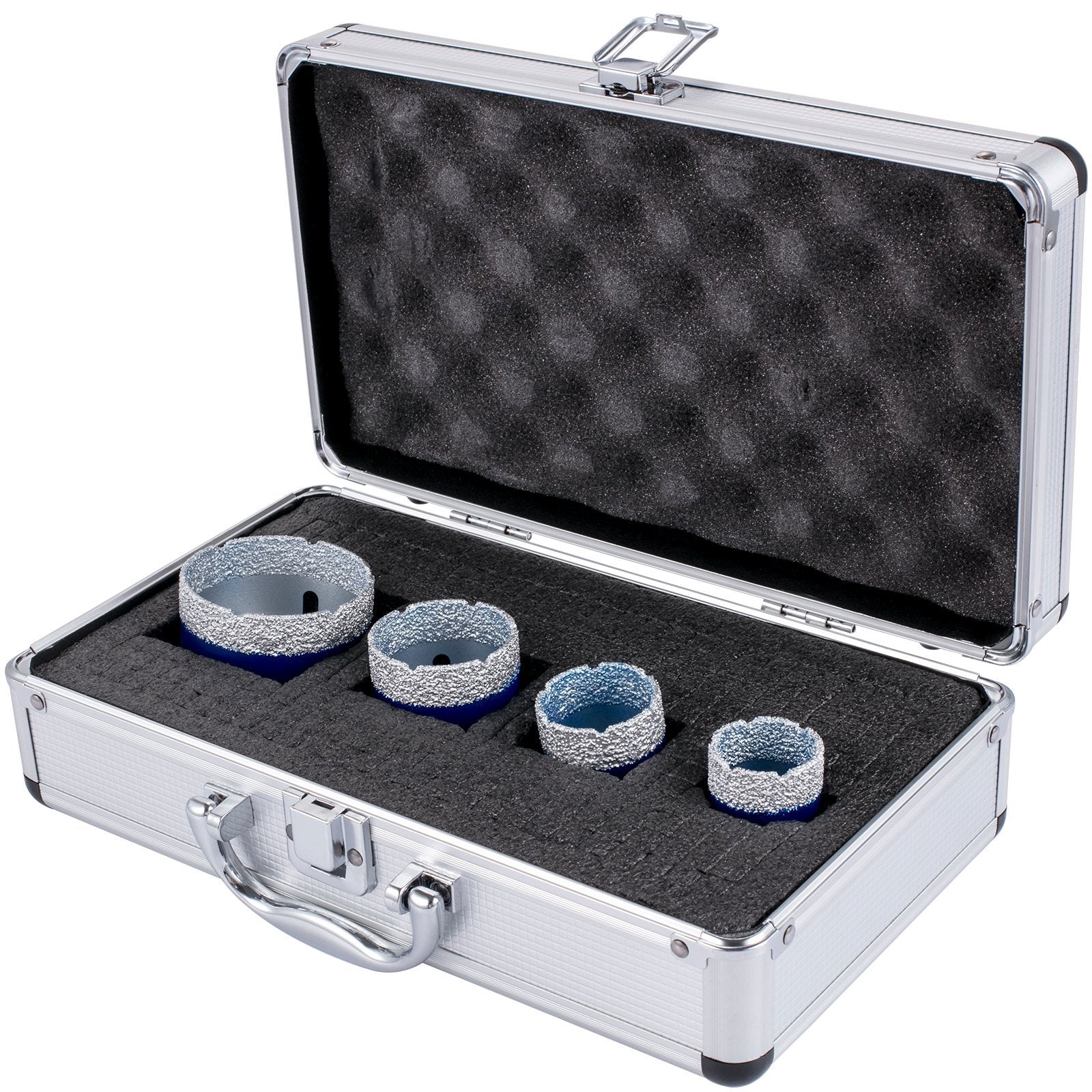 VEVOR Diamond Drill Bits 4PCS Diamond Hole Saw 35/40/50/68mm Tile Hole Saw Kit Vacuum Brazed Diamond Drill Bit 0.59in/15mm Segment Tile Hole Saw w Storage Case for Tile Ceramic Porcelain Marble Stone