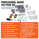 Mechanics Tool Set and Socket Set 1/4in 3/8in Drive 145 Pcs SAE and Metric-3