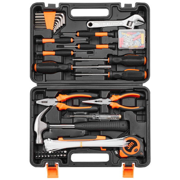 VEVOR Tool Kit 132 Piece General Household Hand Tool Set with Portable Tool Case