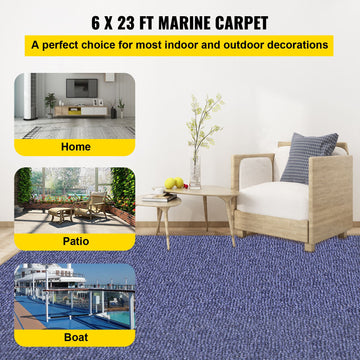 Indoor Outdoor Rug Carpet Blue 6x23ft Area Rugs Runner for Patio Deck, 1.8x7m - 0