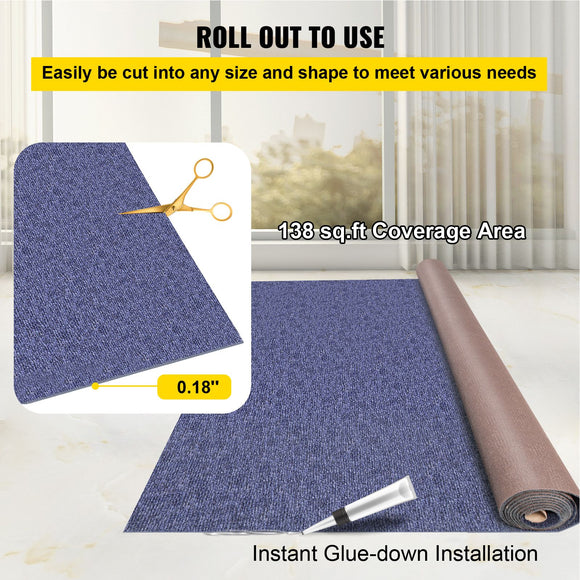 Indoor Outdoor Rug Carpet Blue 6x23ft Area Rugs Runner for Patio Deck, 1.8x7m