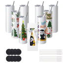 8 Pack Straight Sublimation Tumblers, 30 oz Blank Tumbler Bulk, Stainless Steel Double Wall Tumbler Cups with Straw, Lid, Brush, Base, Shrink Wrap, Gift Box, for Heat Press and Heat Transfer-9