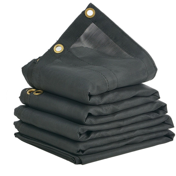 Dump Truck Mesh Tarp, 5 x 14 ft, PVC Coated Black Heavy Duty Cover with 5.5" 18oz Double Pocket, Brass Grommets, Reinforced Double Needle Stitch Webbing Fits Manual or Electric Dump Truck System