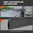 VEVOR Dump Truck Mesh Tarp, 5 x 14 ft, PVC Coated Black Heavy Duty Cover with 5.5" 18oz Double Pocket, Brass Grommets, Reinforced Double Needle Stitch Webbing Fits Manual or Electric Dump Truck System-4