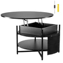 Lift Top Coffee Table 35.3" Round Coffee Table for Living Room Black-1