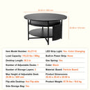 Lift Top Coffee Table 35.3" Round Coffee Table for Living Room Black-7