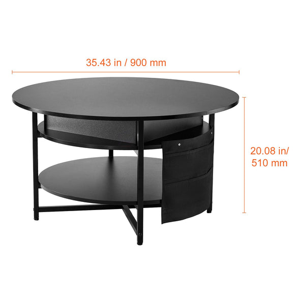 Lift Top Coffee Table 35.3" Round Coffee Table for Living Room Black