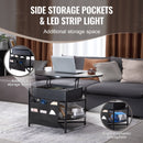 VEVOR Lift Top Coffee Table 35.3" Round Coffee Table for Living Room Black-4