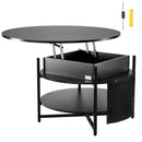 VEVOR Lift Top Coffee Table 35.3" Round Coffee Table for Living Room Black-9