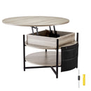 Lift Top Coffee Table 35.3" Round Coffee Table for Living Room White-1