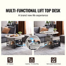 Lift Top Coffee Table 35.3" Round Coffee Table for Living Room White-2