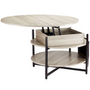 Lift Top Coffee Table 35.3" Round Coffee Table for Living Room White-10
