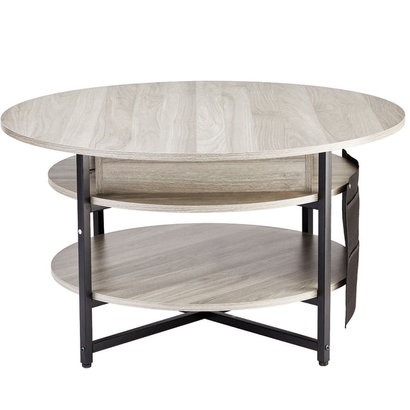 Lift Top Coffee Table 35.3" Round Coffee Table for Living Room White