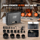 Hole Saw Kit, 18 PCS Saw Blades, 6 Drill Bits, 1 Hex Wrench, Bi Metal M42 Hole Saw Set with Carrying Case, General Purpose Size from 3/4" to 4-1/2", Ideal for Wood Board, Iron and Plastic Plate-2