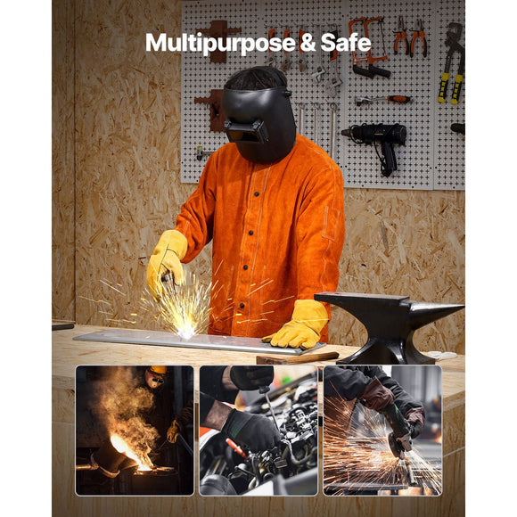 Flame-Resistant Welding Jacket Heavy Duty Leather Welding Jacket XL Size