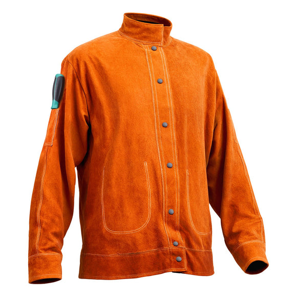 Flame-Resistant Welding Jacket Heavy Duty Leather Welding Jacket XL Size