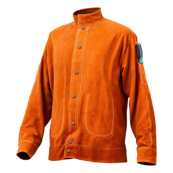 Flame-Resistant Welding Jacket Heavy Duty Leather Welding Jacket XL Size