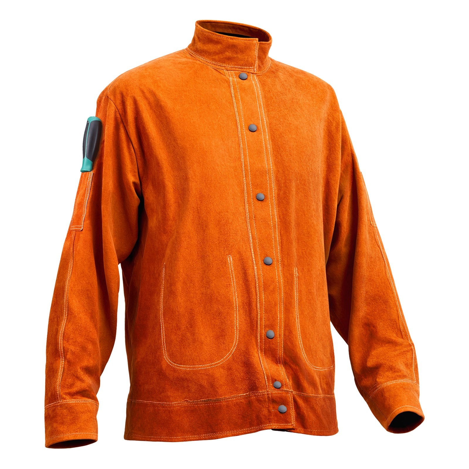 VEVOR Flame-Resistant Welding Jacket Heavy Duty Leather Welding Jacket XL Size