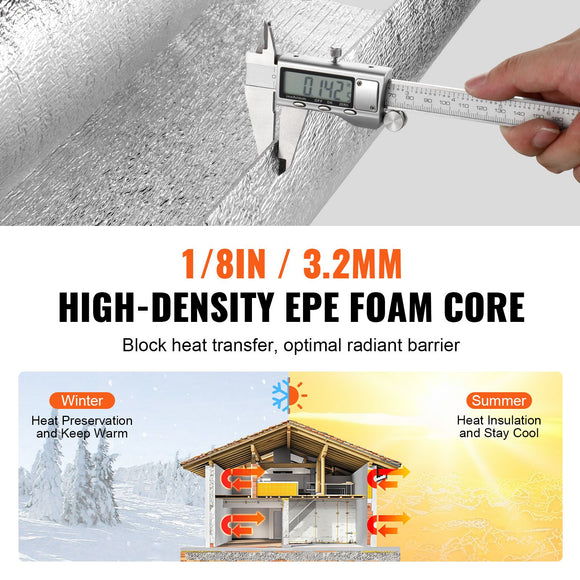 Double Reflective Insulation Roll Foam Core Radiant Barrier 120 x 48 Inch / 3 x 1.2M