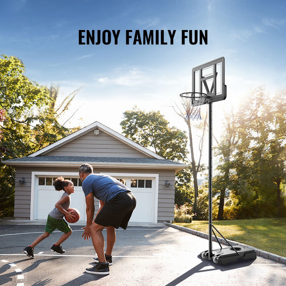 Basketball Hoop, 4-10 ft Adjustable Height Portable Backboard System, 44 inch Basketball Hoop & Goal, Kids & Adults Basketball Set with Wheels, Stand, and Fillable Base, for Outdoor/Indoor