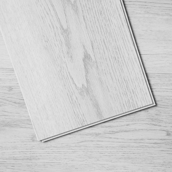 Interlocking Vinyl Floor Tiles 48 x 7.3 inch, 10 Tiles 5.5mm Thick Snap Together, Light Gray Wood Grain DIY Flooring for Kitchen, Dining Room, Bedrooms & Bathrooms, Easy for Home Decor