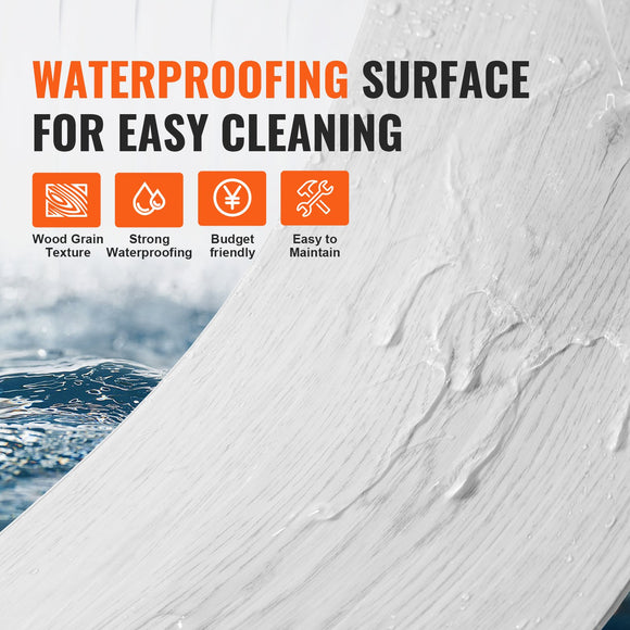 VEVORrlocking Vinyl Floor Tiles 48 x 7.3 inch, 10 Tiles 5.5mm Thick Snap Together, Light Gray Wood Grain DIY Flooring for Kitchen, Dining Room, Bedrooms & Bathrooms, Easy for Home Decor