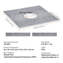 Shower Curb Kit, 914x914mm Shower Pan Kit with 160mm Central Drain, Lightweight EPS Shower Installation Kits with 2 Waterproof Cloths, Shower Pan Slope Sticks Fit for Bathroom-7