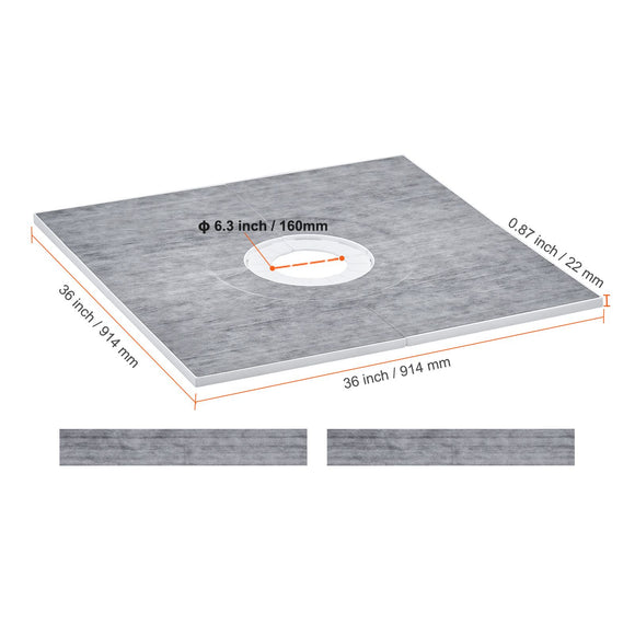 Shower Curb Kit, 914x914mm Shower Pan Kit with 160mm Central Drain, Lightweight EPS Shower Installation Kits with 2 Waterproof Cloths, Shower Pan Slope Sticks Fit for Bathroom