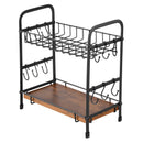 2 Tier Coffee Bar Organizer for Countertop w/ 12 Movable Hooks Mug Holder-11