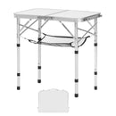 Folding Camping Table, Adjustable Height Portable Side Tables, Aluminum MDF Beach Table with Mesh Layer, Carrying Handle, Lightweight Compact for Outdoor Picnic BBQ Cooking, 24x16in, Silver-1