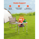 Folding Camping Table, Adjustable Height Portable Side Tables, Aluminum MDF Beach Table with Mesh Layer, Carrying Handle, Lightweight Compact for Outdoor Picnic BBQ Cooking, 24x16in, Silver-3