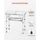 Folding Camping Table, Adjustable Height Portable Side Tables, Aluminum MDF Beach Table with Mesh Layer, Carrying Handle, Lightweight Compact for Outdoor Picnic BBQ Cooking, 24x16in, Silver-6